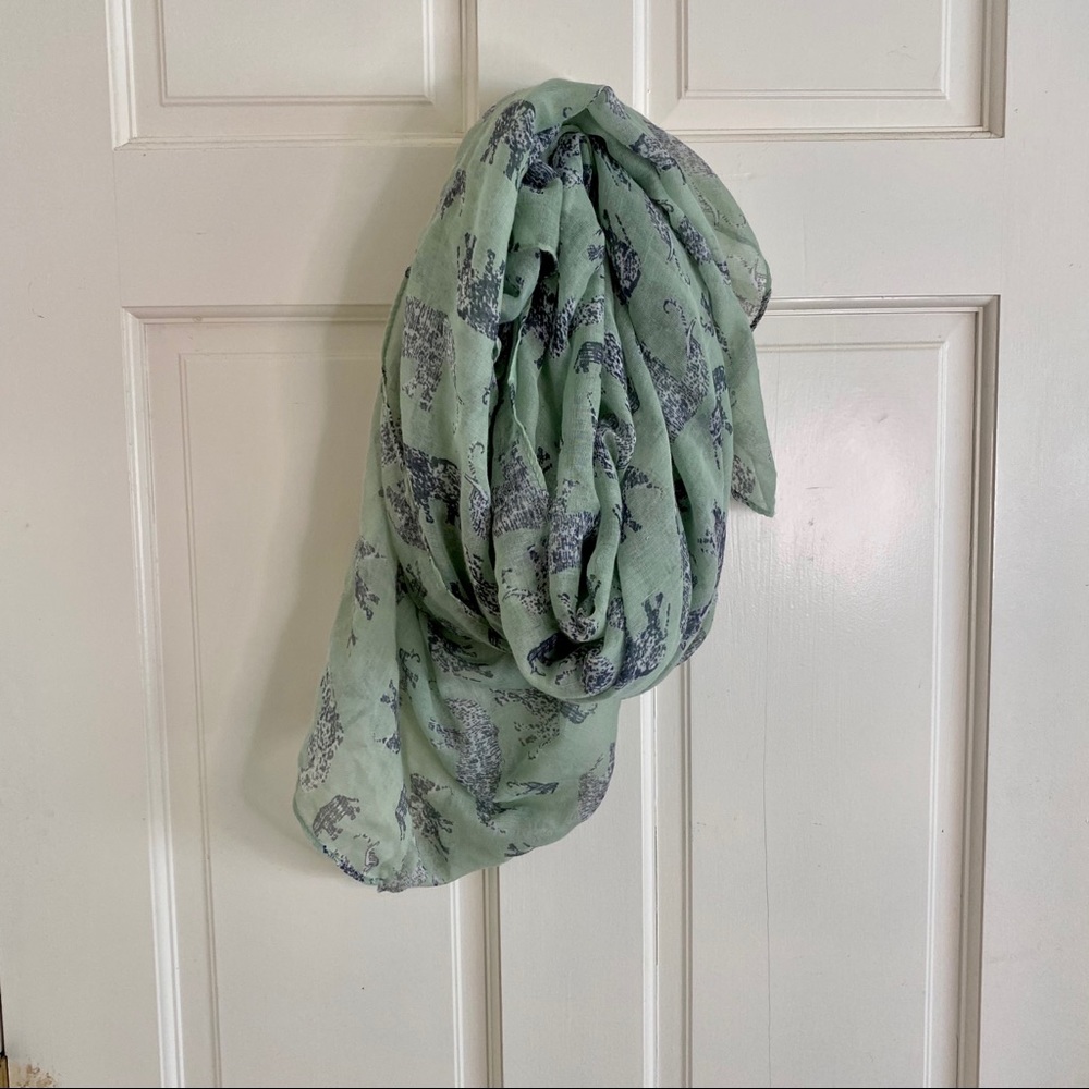 Francescas Scarf Elephant Print Green